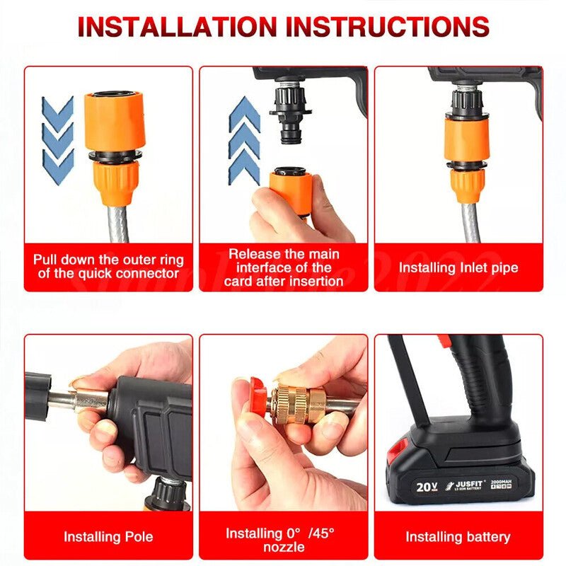 2 Battery Portable Cordless Car High Pressure Washer Jet Water Wash Cleaner Gun - Magic Store