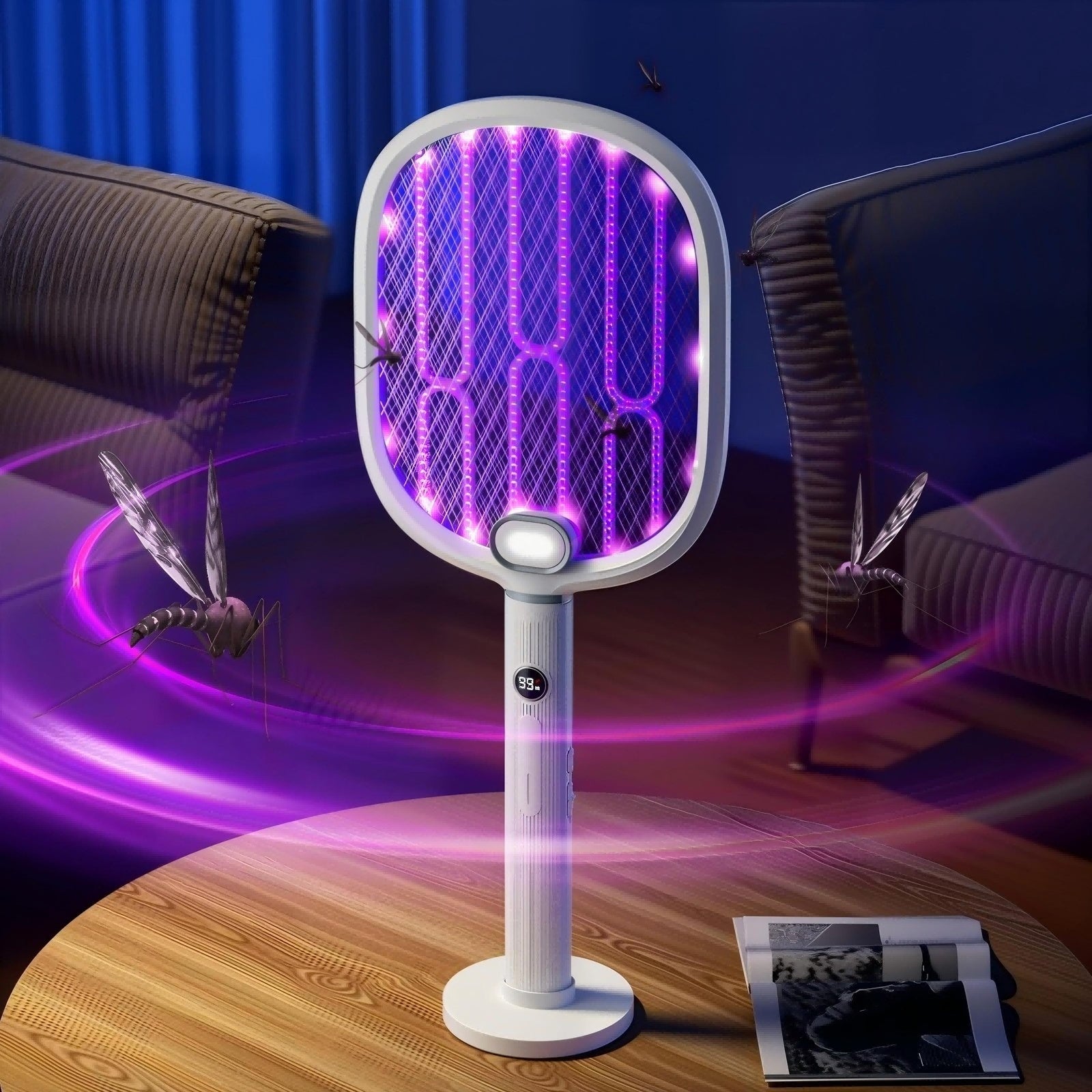 3000V Electric Rechargeable Swatter Mosquito Fly Killer And Bug Zapper Racket UK - Magic Store
