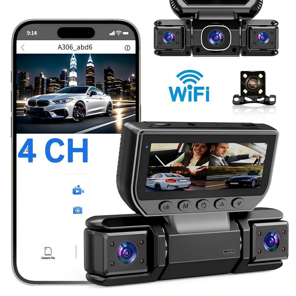 5G WiFi Dash Cam 4 Channel 360 Front Rear Inside DashCam, FHD 1080P Car Camera - Magic Store