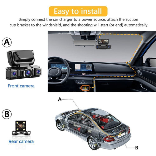 5G WiFi Dash Cam 4 Channel 360 Front Rear Inside DashCam, FHD 1080P Car Camera - Magic Store