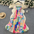 Light Luxury Graffiti Printing Slip Dress Women - Magic Store